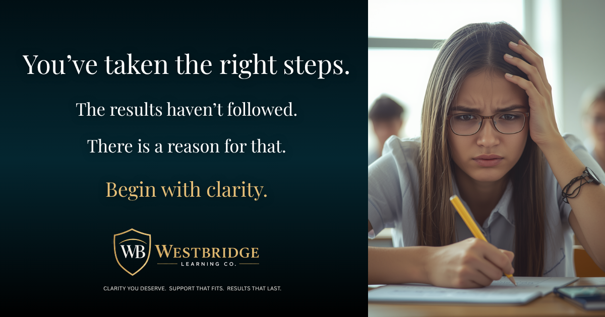 Westbridge ad reading You’ve taken the right steps. The outcome hasn’t matched the effort. Begin with a clearer understanding.
